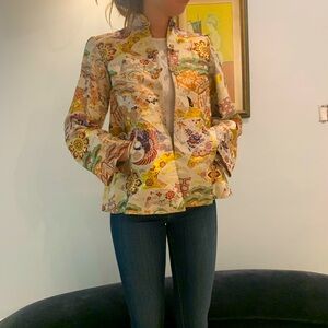 Vintage Asian Oriental Japanese Metallic Brocade Obi Jacket Coat